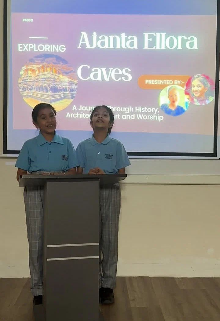 Students presenting their study of Ajanta and Ellora Caves