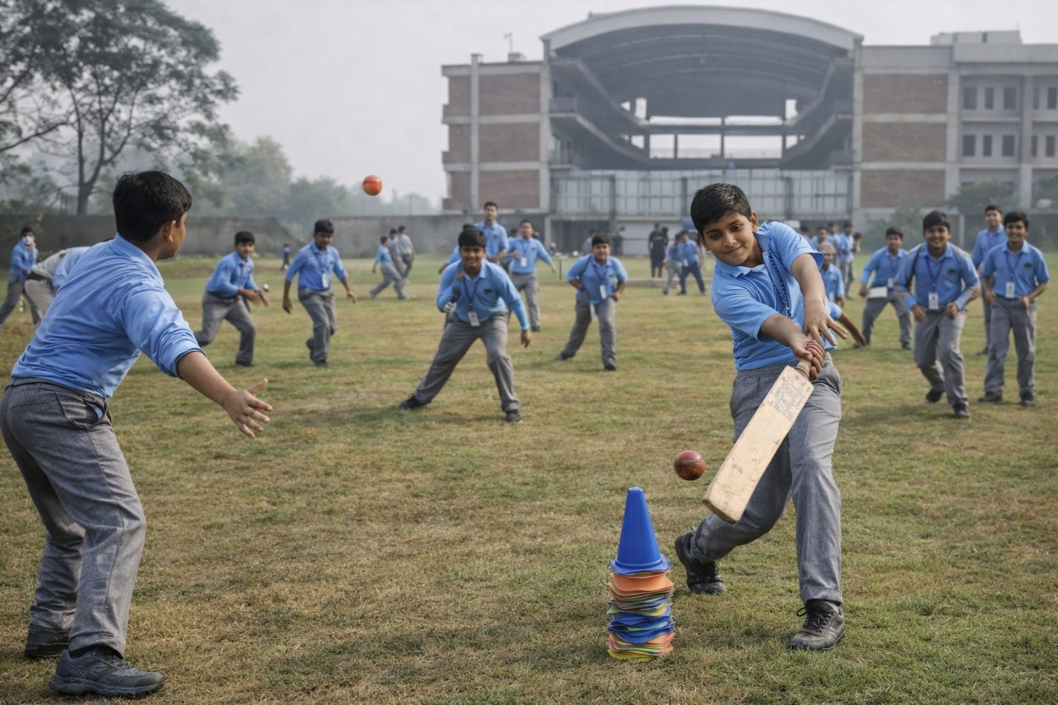 Sports and Physical Development Facilities at Shri Ram Global School - Indoor and outdoor sports, students playing