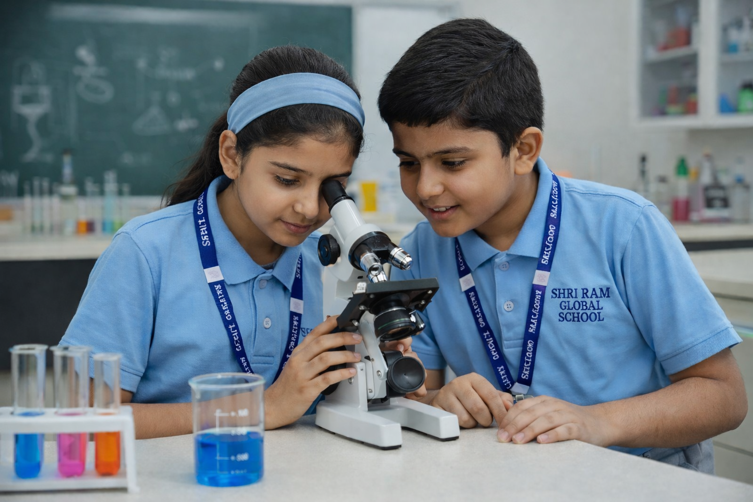 STEM, Visual Arts and Integrated Learning at Shri Ram Global School - Students building models, coding, and creating
